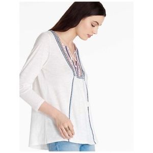 Lucky Brand Embroidered Peasant Shirt